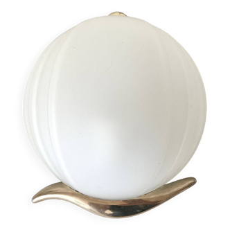 Vintage frosted glass wall lamp from the 80s
