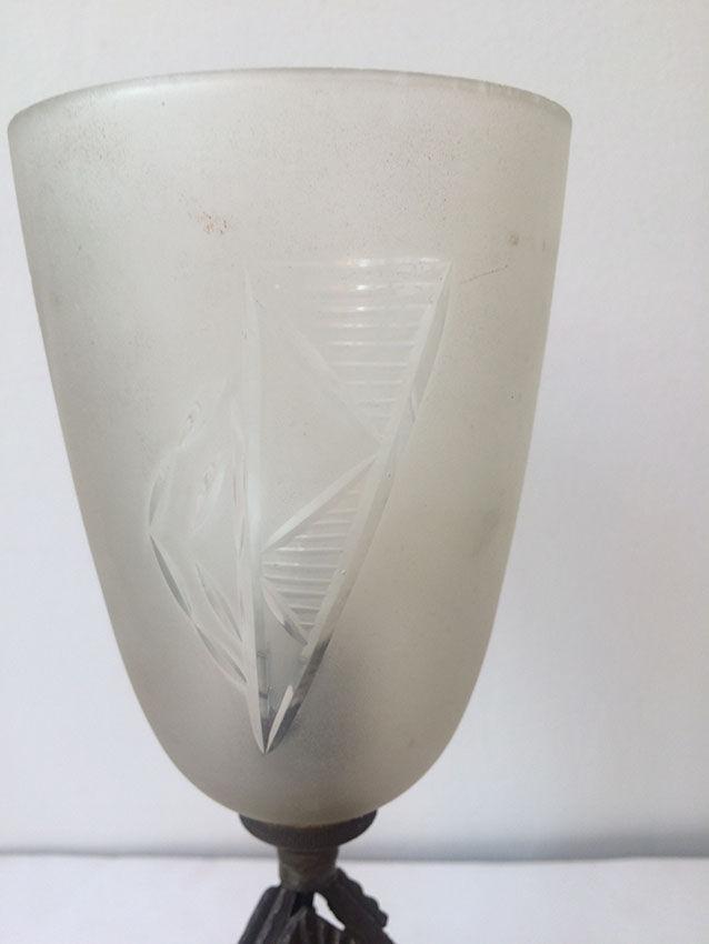 Lamp art deco metal glass