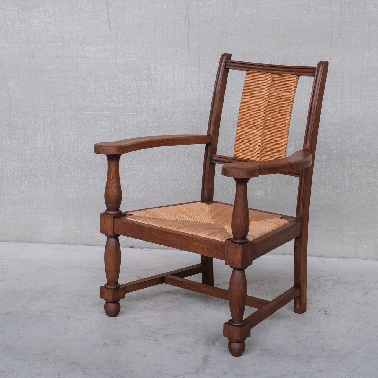 Pair of Mid-Century Rush French Armchairs