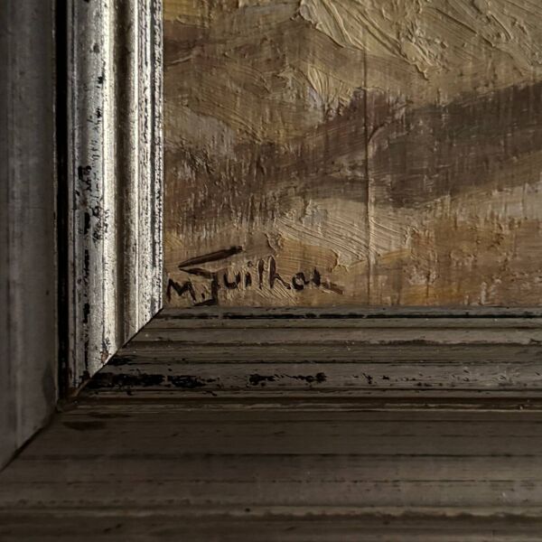 Huile sur panneau par M. Suilhor bord de plage XXe