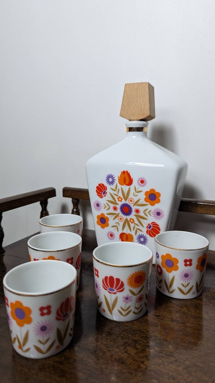 Service à liqueur fleurie 1960-70