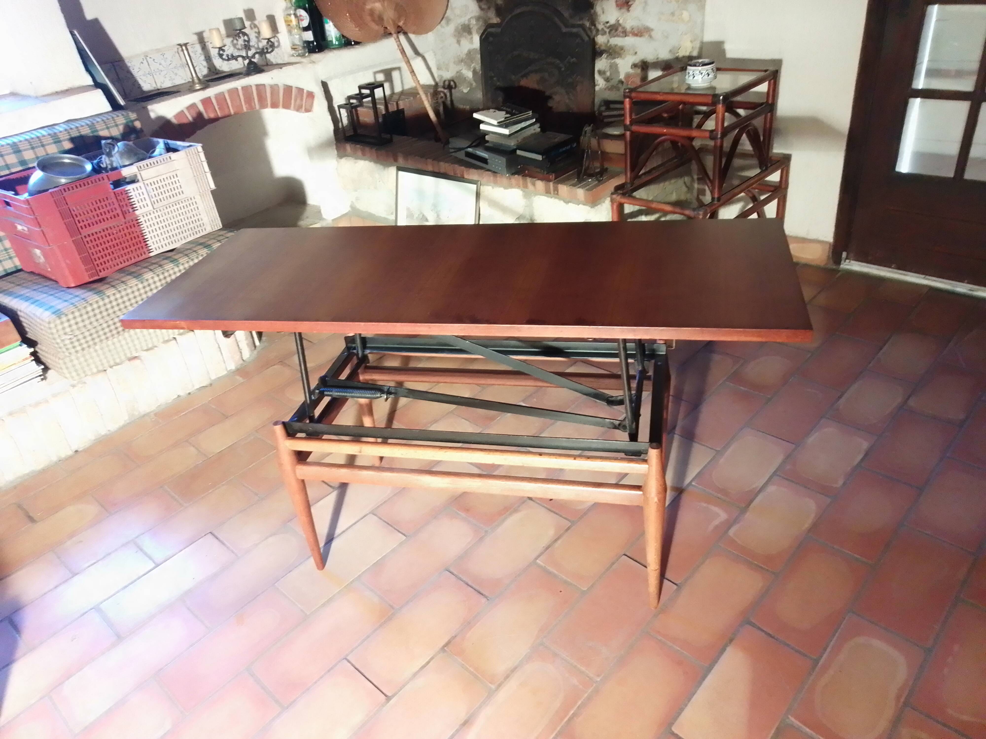Table basse teck Vintage scandinave relevable