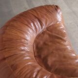 Croissant Sofa in Cognac Leather by Raphael Raffel for Honore Paris, 1970s