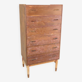 Chest Of Drawers Made In Teak With Oak Legs By Poul M. Volther From 1960s