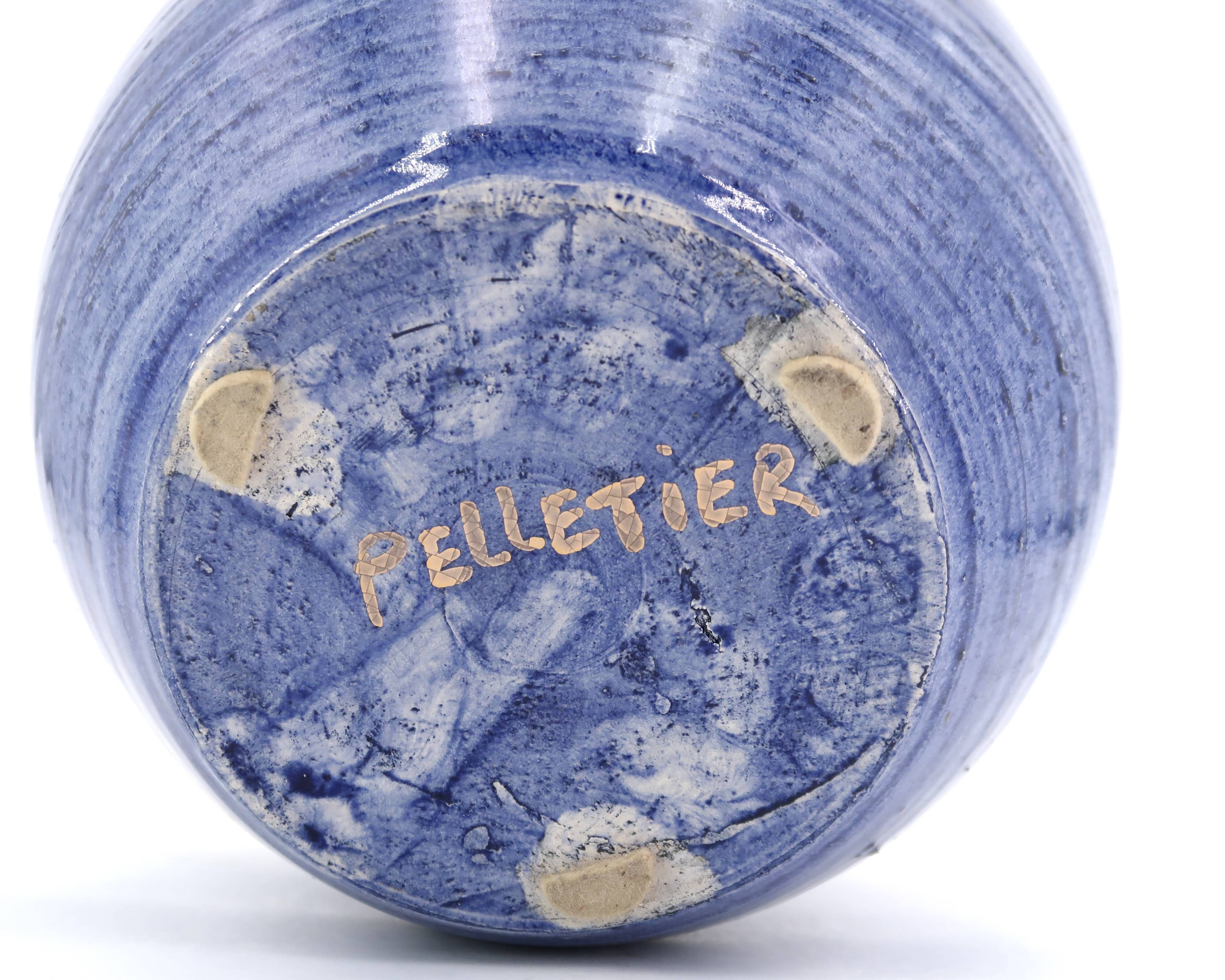 Blue and gold ceramic vase by Georges Pelletier