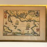 Carte marine océan atlantique vintage, encadrée