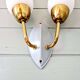 Vintage double wall light in brass and white opaline, 1950s-60s