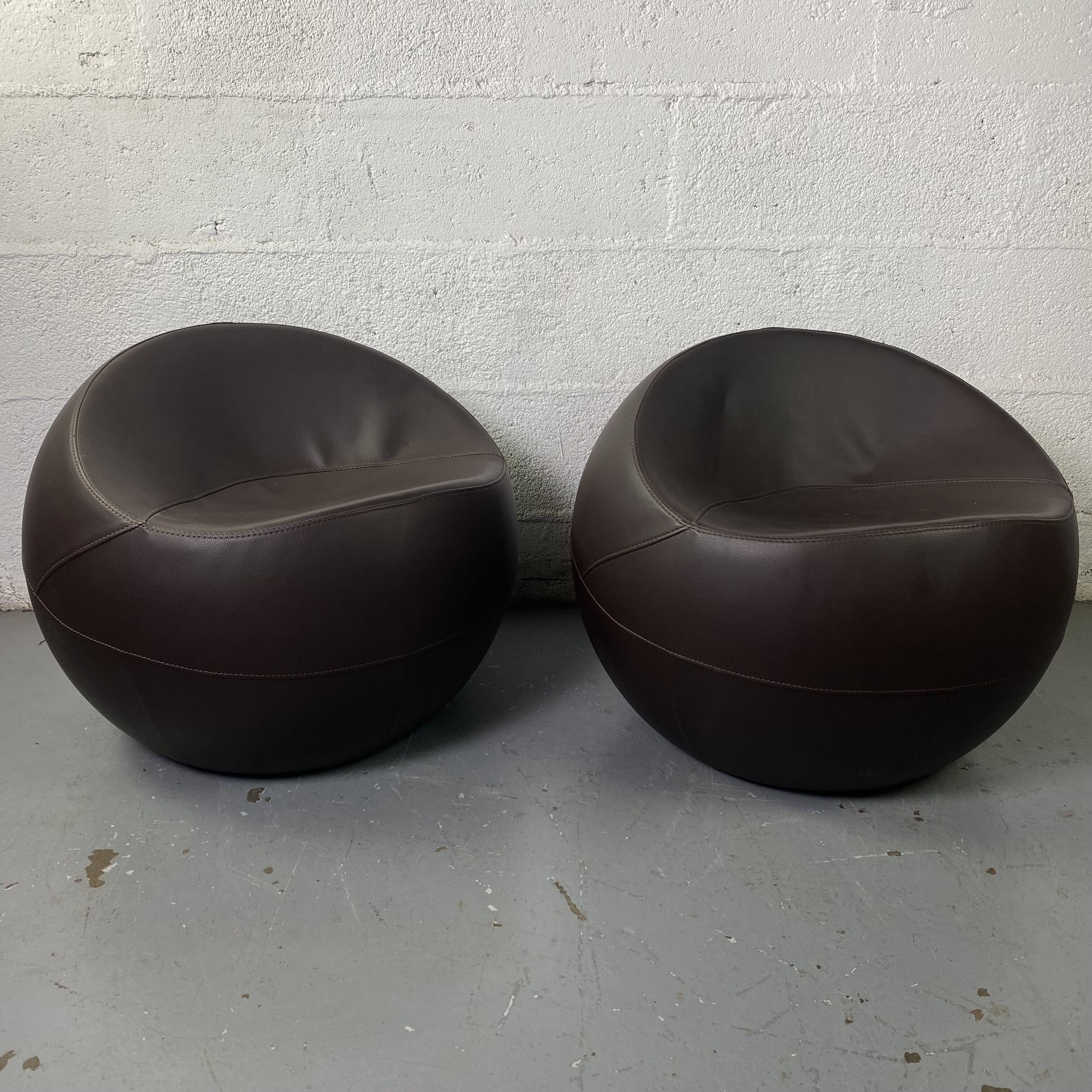 Brown Leather Ball Chair by Finn Stone