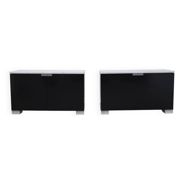 Paire de cabinets noirs et marbrés par Alfred Hendrickx pour Belform, années 1970.