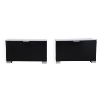 Pair of black & marble cabinets by Alfred Hendrickx for Belform, 1970s