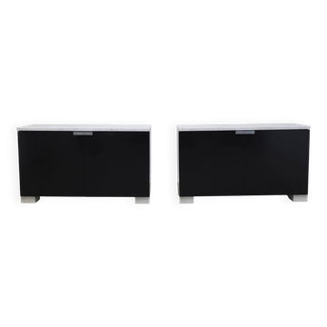 Pair of black & marble cabinets by Alfred Hendrickx for Belform, 1970s