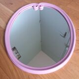 Miroir ovale 49x39 cadre en fonte émaillée rose Art Déco