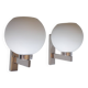 Pair of vintage wall lights - Chrome and glass - 1970s