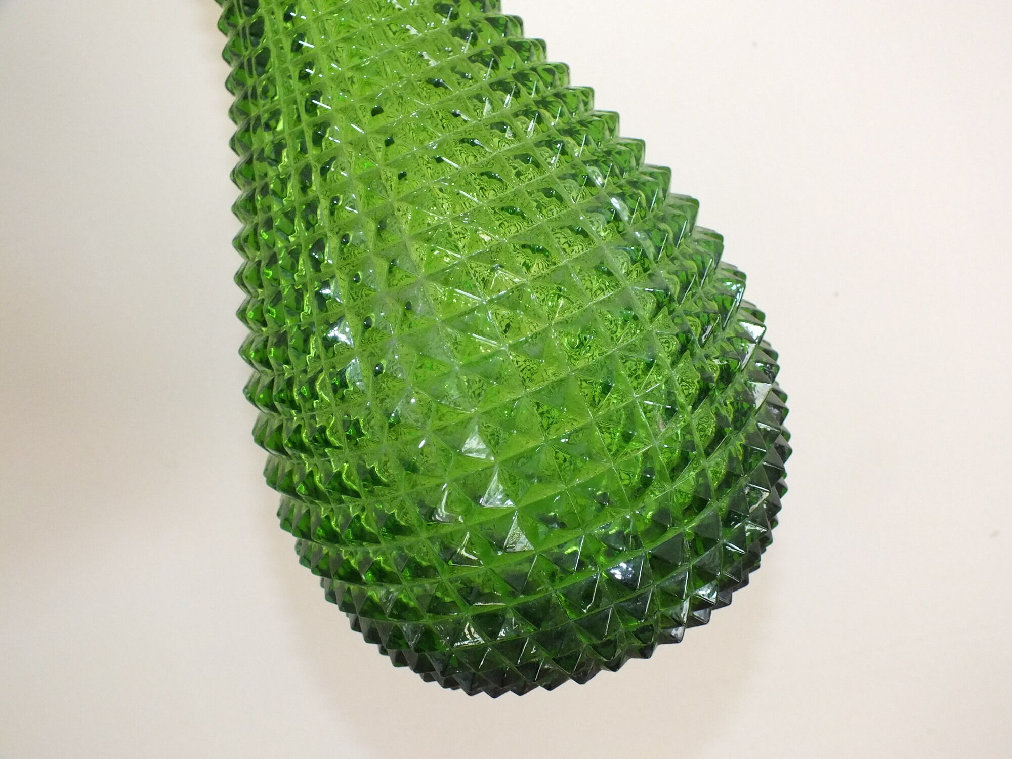 Empoli Italian glass bottle vase without cap, with diamond points