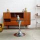 Gastone Rinaldi oval table circa 70 foot chrome tulip tray smoked glass