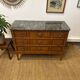 Louis XVI style marquetry commode – black and white marble top
