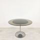 Round tulip table in smoked glass 1970