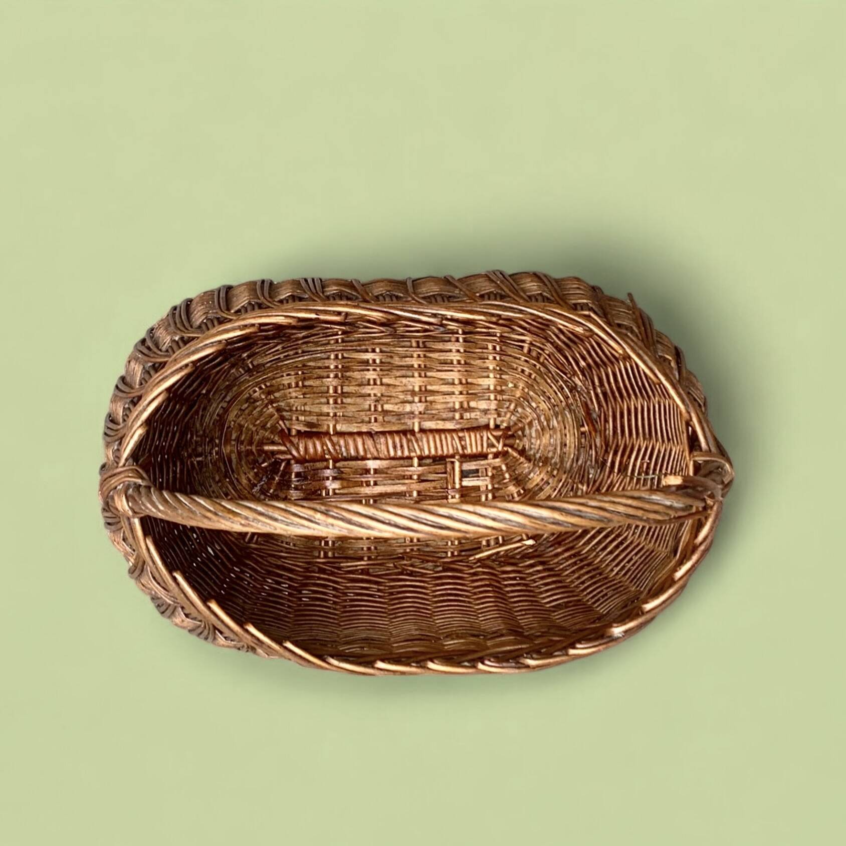 Old woven wicker basket and scoubidou