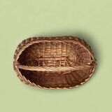 Ancien panier en osier tressé et scoubidou