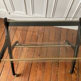 Italian design mahogany and glass rolling console