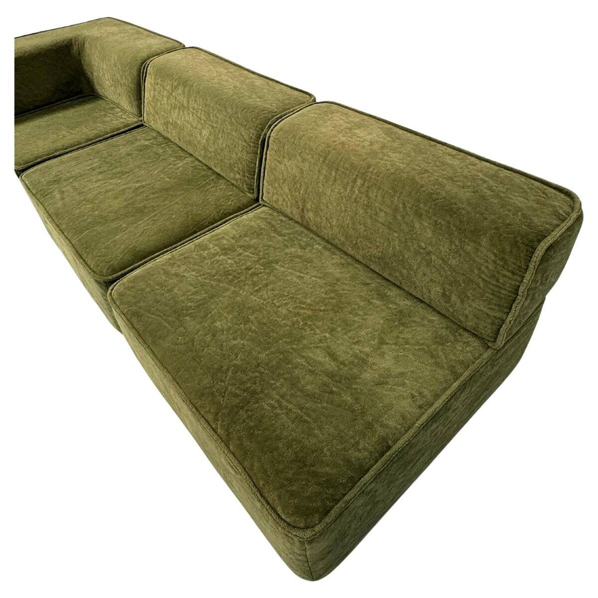 Swiss Vintage Modular Trio Sofa in Green Fabric by Team Form AG for Cor.