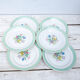 6 dessert plates Badonviller flower pattern and green and golden headband
