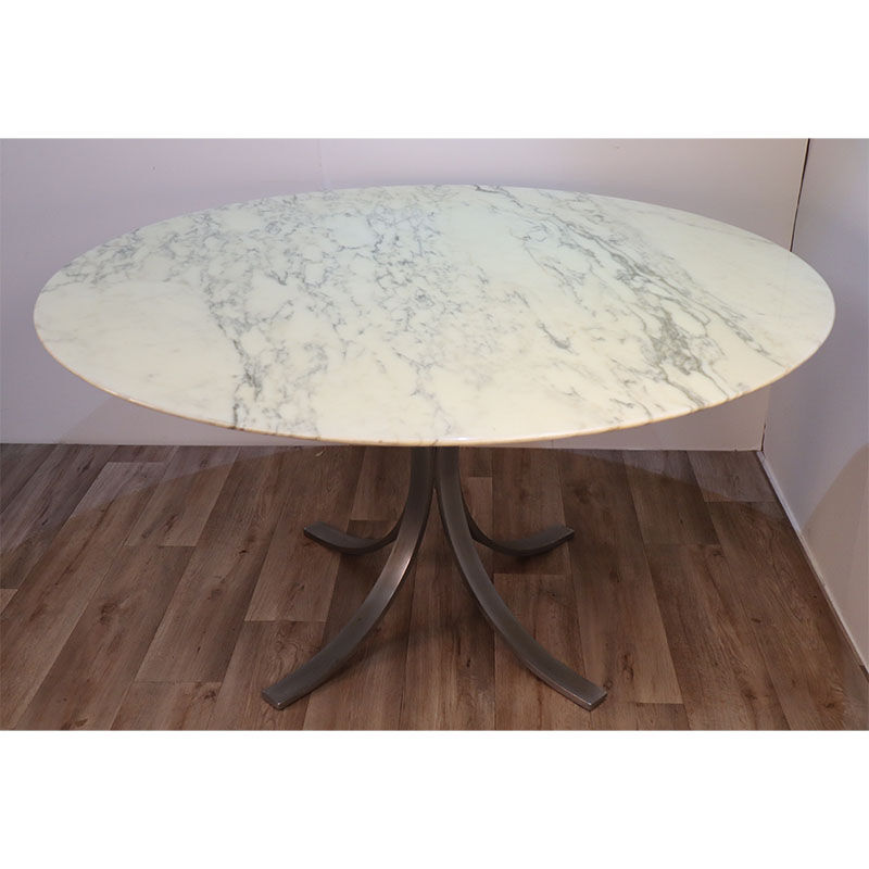 Vintage dining table in marble and steel 1970