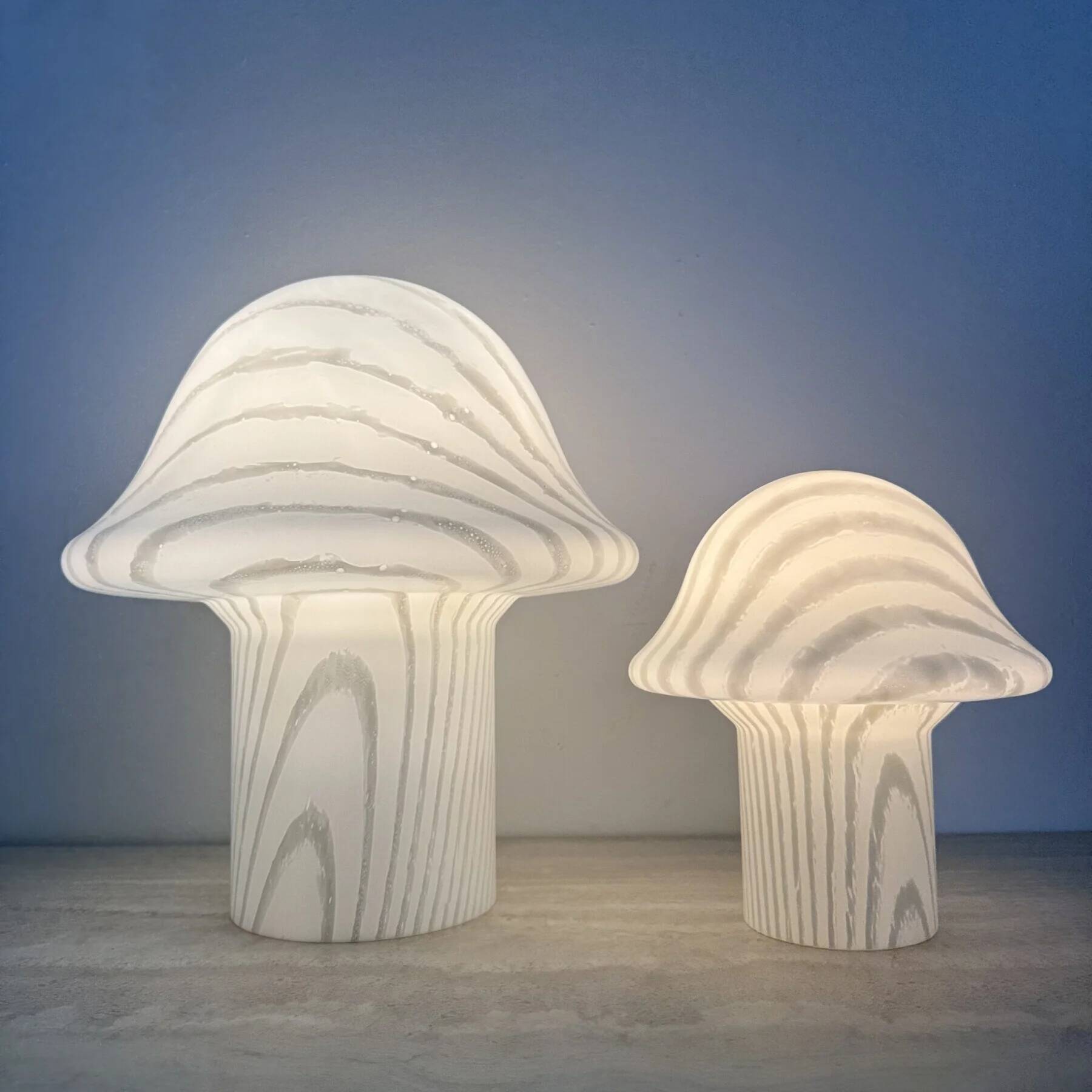 Pair of Peil & Putzer Mushroom Zebra table lamps, 1970s