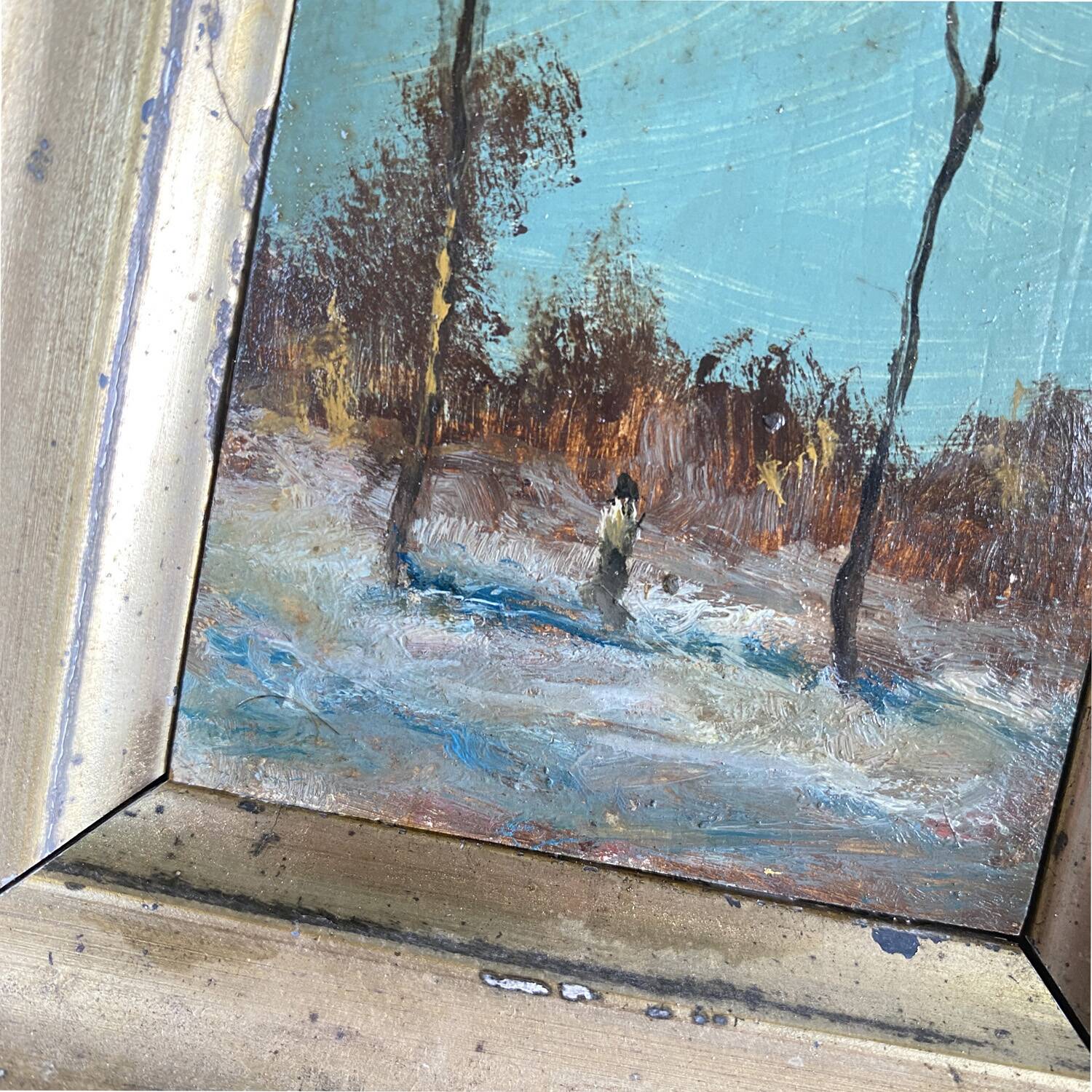 Miniature painting 1900 "Winter walk"
