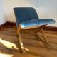 Rocking blue velvet footrest