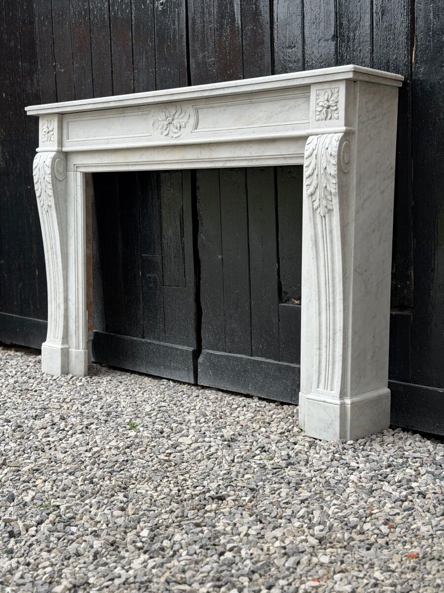 Louis XVI style Carrara marble fireplace circa 1880