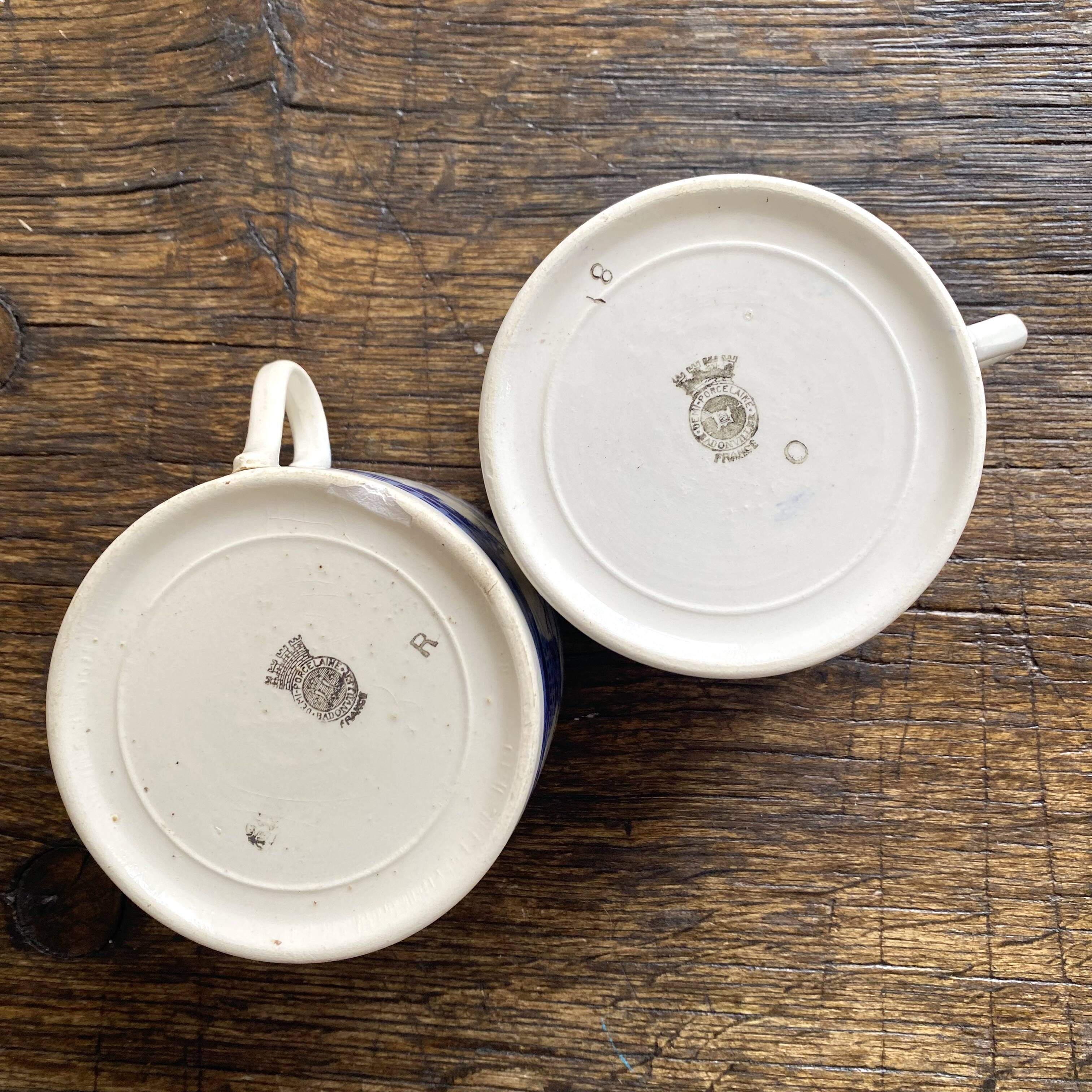 Antique tea or chocolate cups from Badonviller.