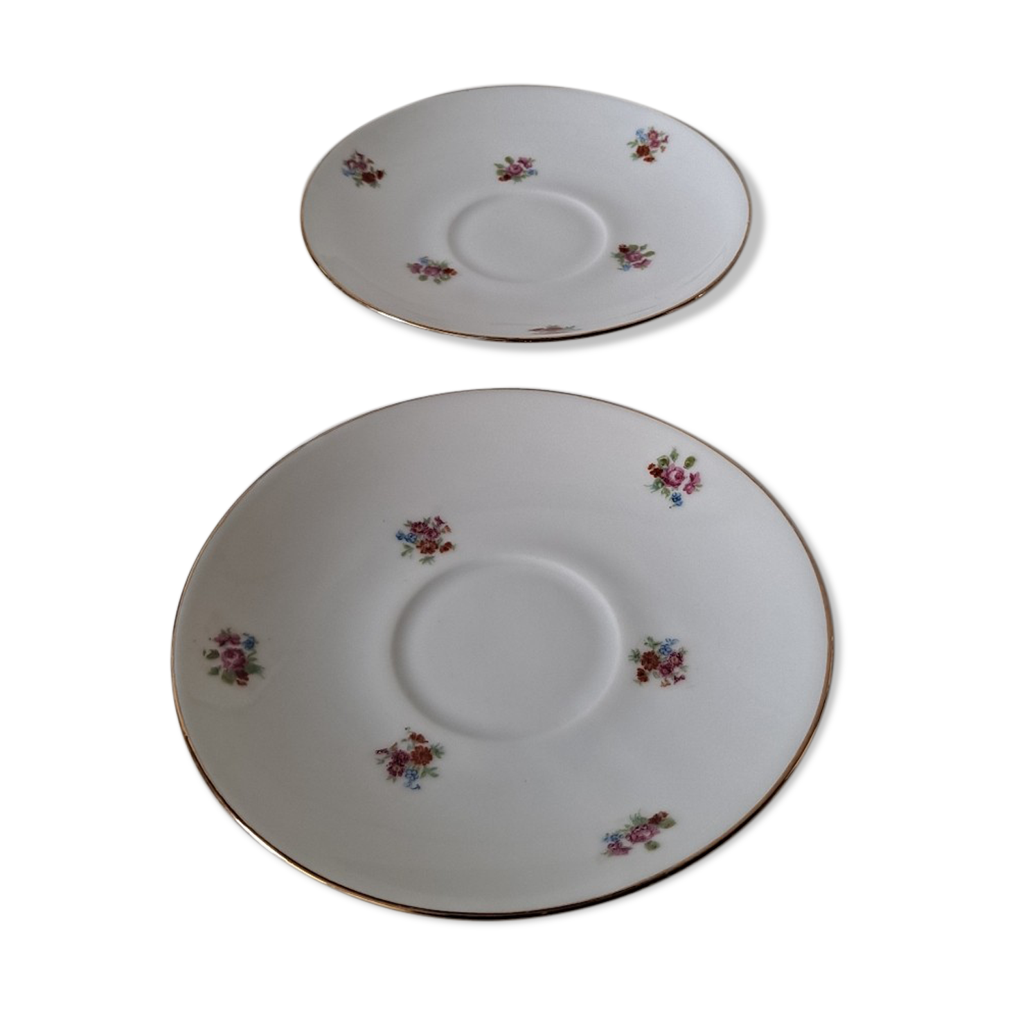Coupelles soucoupes fleuries porcelaine