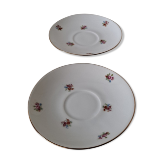 Coupelles soucoupes fleuries porcelaine