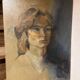 Old oil painting on wood: portrait
