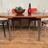 Round table with teak extension design Pierre Guariche edition Huchers Minvielle 1960