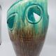 Vase Accolay signé J C en céramique Marron, Bleu France Vintage Design 1960