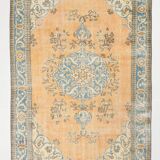 6x9 Shades Of Orange & Blue Vintage Rug, 186x289Cm