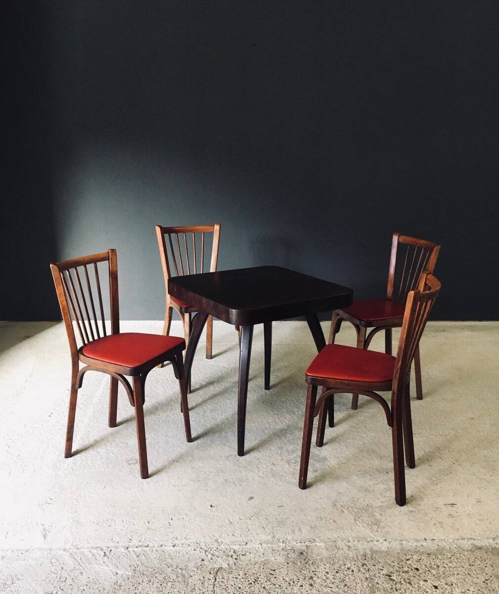 French Reconstruction Bistro Chairs from Baumann, 1950s, Set of 8