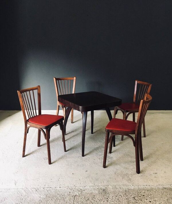 French Reconstruction Bistro Chairs from Baumann, 1950s, Set of 8