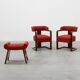 Ensemble of Two Art Deco Chairs with Matching Stool, Belgium ca. 1920