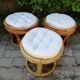 Rattan and bamboo pouf