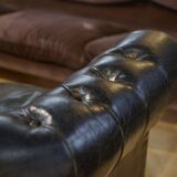 Chesterfield 3-seater sofa in black leather