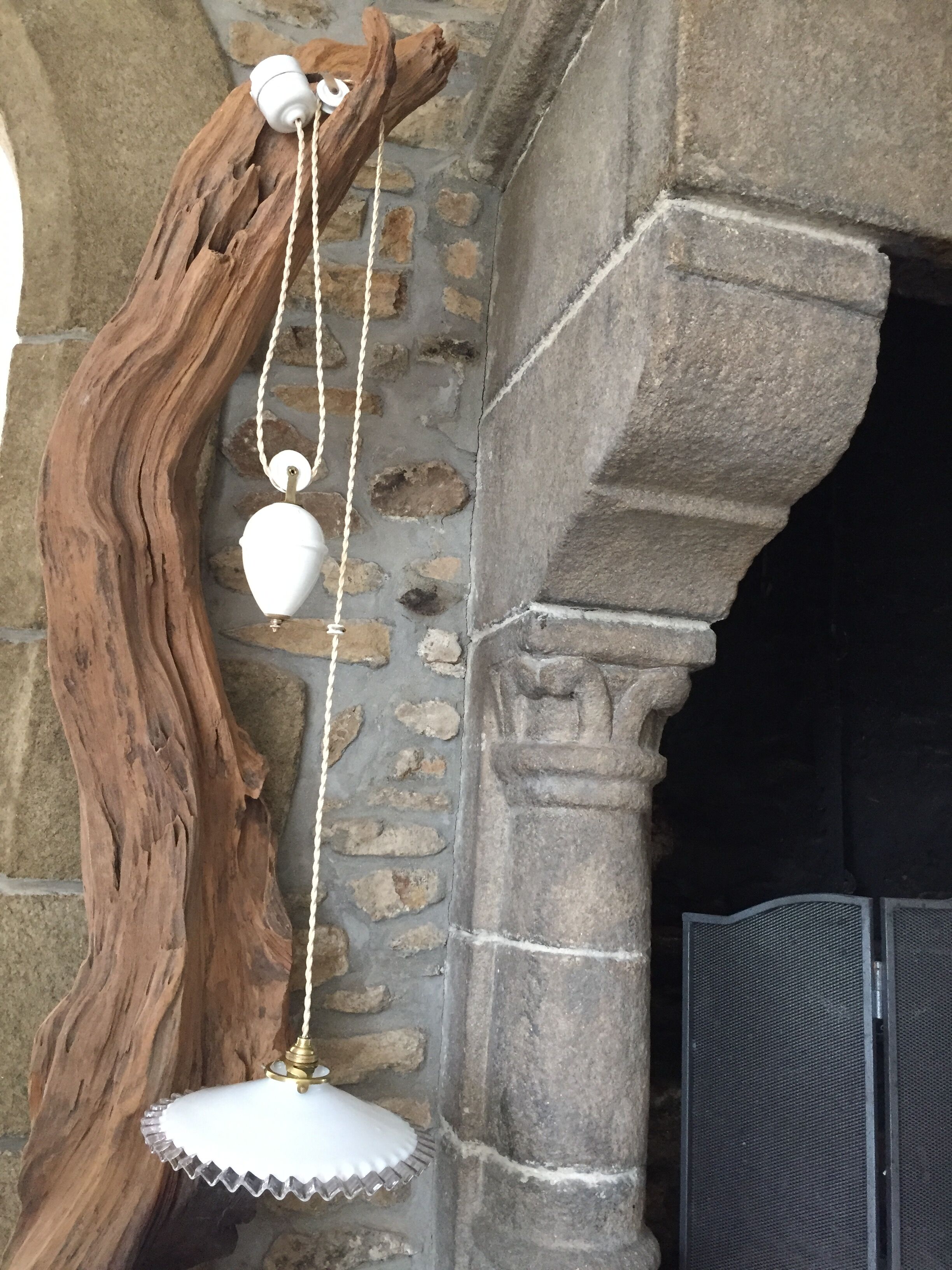 Suspension opaline rises down 1920s (number 8)