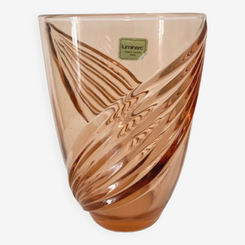 Luminarc pink vase arque glassware made in France