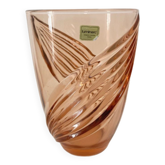 Luminarc pink vase arque glassware made in France