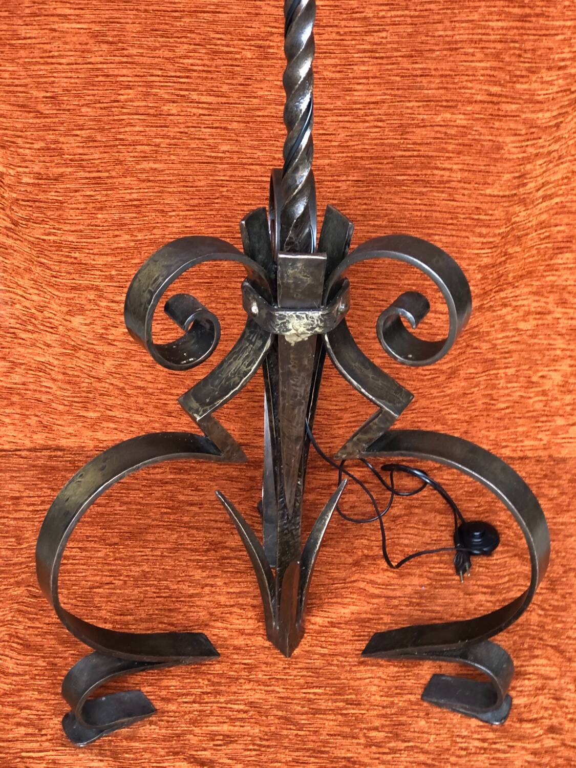 Art deco wrought iron floor lamp