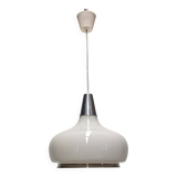 Water drop pendant light Space age in white opaline, France circa 1970.
