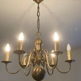 Solid Dutch bronze chandelier with two appliques