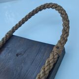 Vintage wooden and rope tray